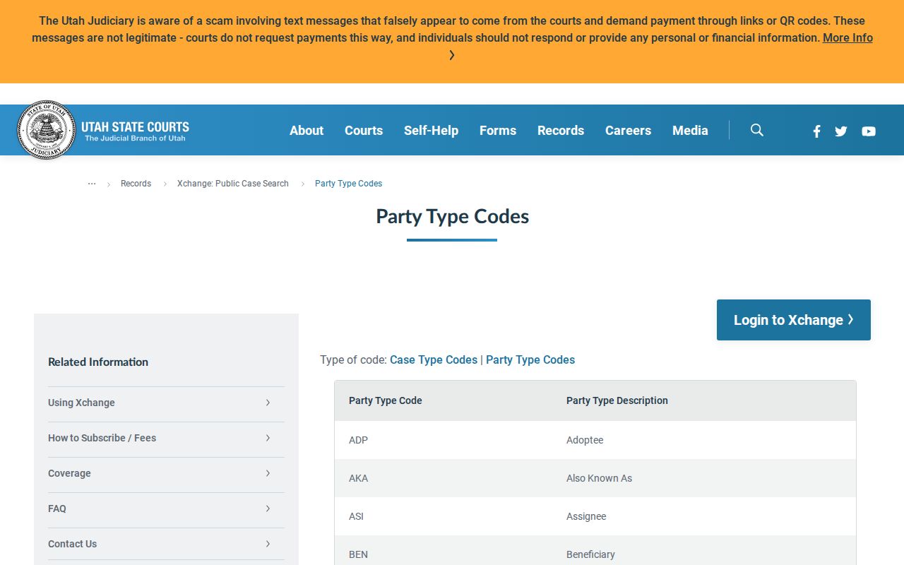 Cache County court docket party role codes