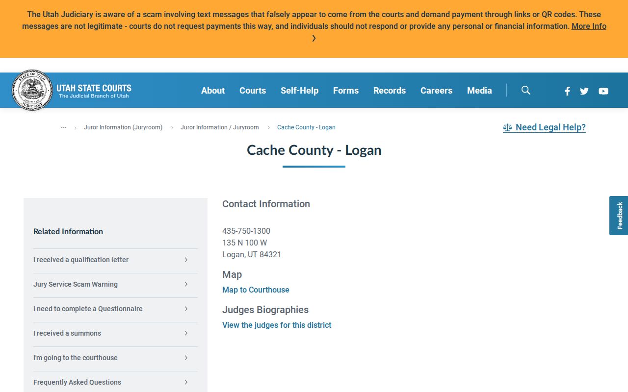 Cache County court docket Logan courthouse contact