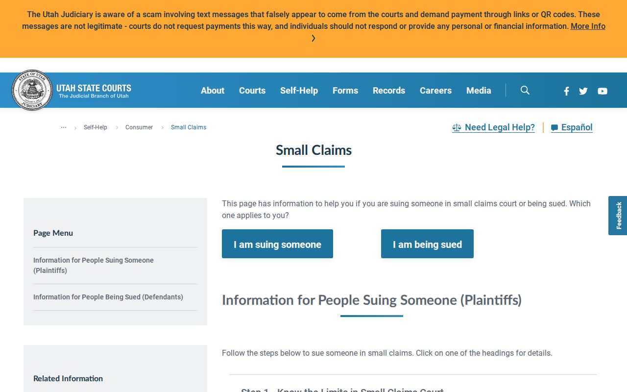 Cache County civil court docket small-claims jurisdiction