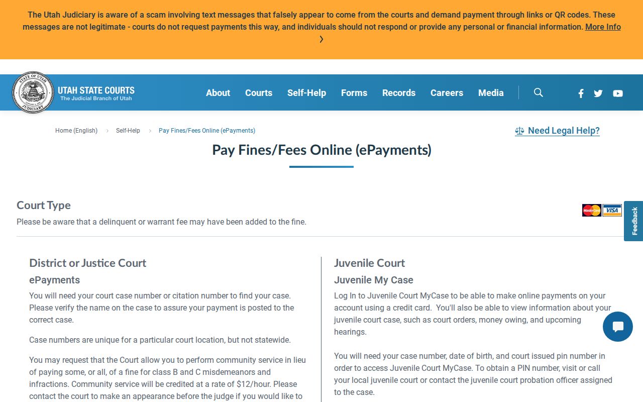 Cache County traffic court ePayment lookup