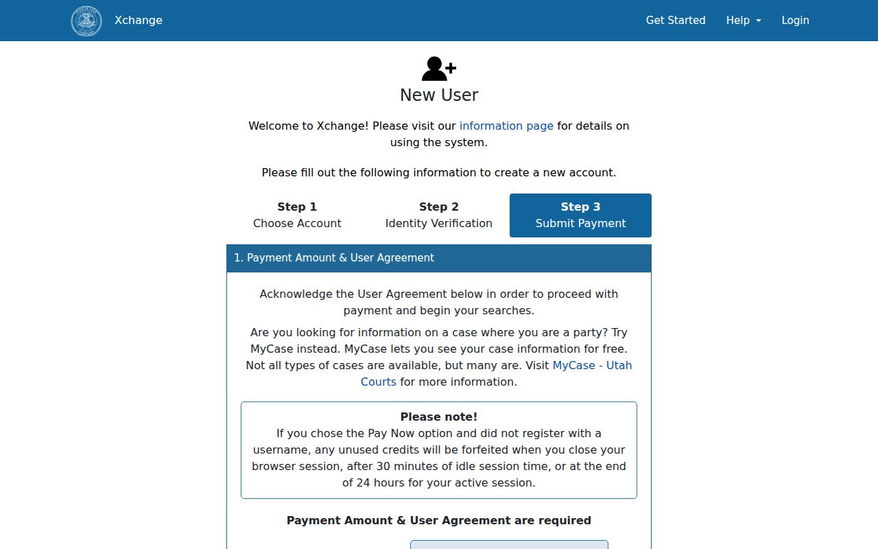Cache County docket search XChange registration choices